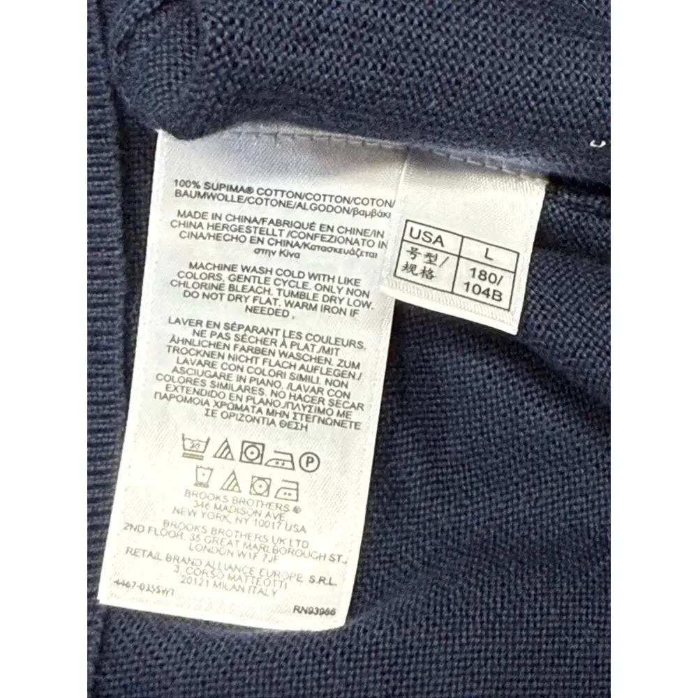 Brooks Brothers Cotton Navy Blue V-Neck Sweater Vest Men's Large